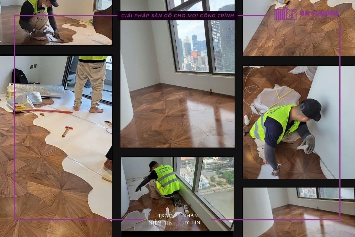 thi công ván sàn gỗ tự nhiên tại các dự án