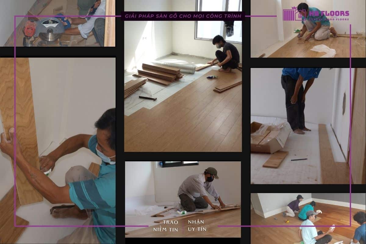 thi công ván sàn gỗ tự nhiên tại các dự án
