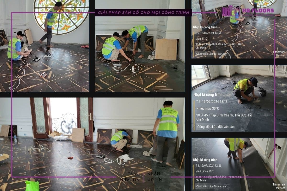 Thi công sàn gỗ Cẩm Lai tại dự án Villa Thủ Đức