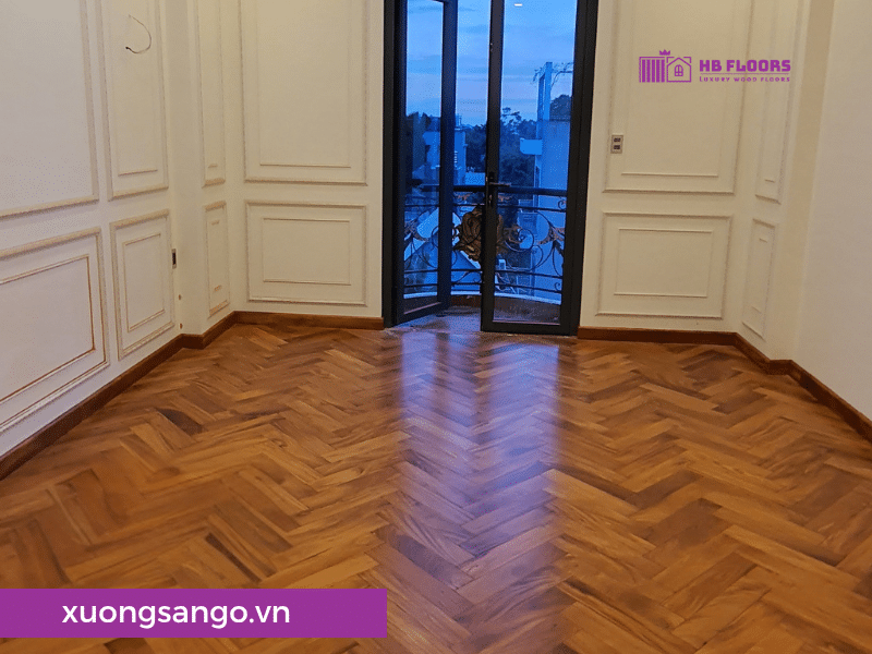Sàn Gỗ Nhà Xinh lắp đặt sàn gỗ gõ đỏ xương cá chuyên nghiệp