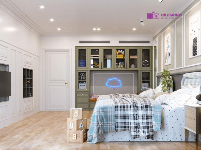 Sàn gỗ tự nhiên Sồi (Oak) cho phòng ngủ trẻ em