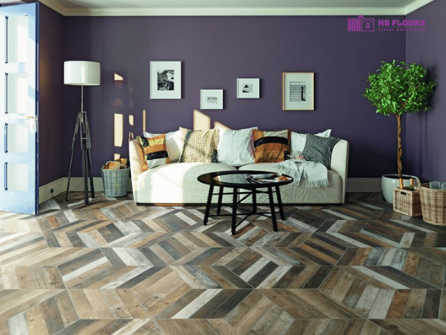 Sử dụng kiểu lát xương cá chevron phối màu cho nhà ở biệt thự