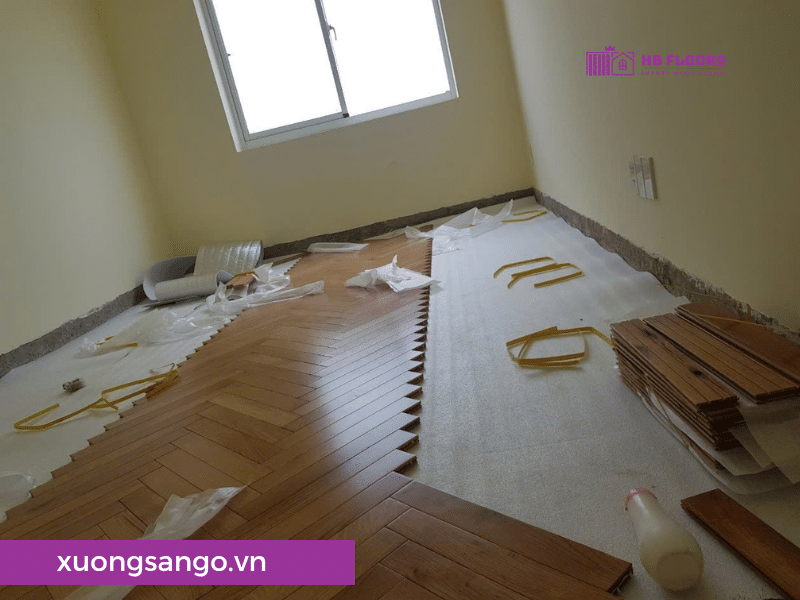 Lắp đặt sàn gỗ sồi xương cá