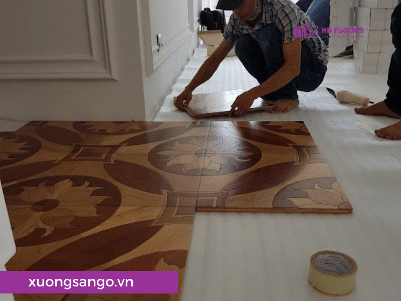 Đơn Vị Lắp Đặt Thi Công Sàn Gỗ Tự Nhiên Cao Cấp Tại Quận 3, TP.HCM 8 Thi công Sàn Gỗ Hoa Văn Kết Hợp Sồi & Safeli cho villa tại quận 3