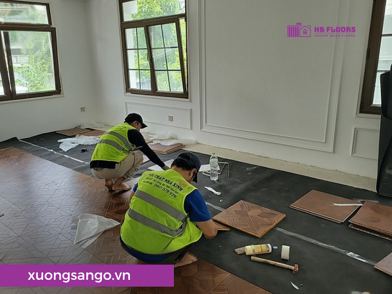 Thi công sàn gỗ hoa văn cao cấp tại Quận 7