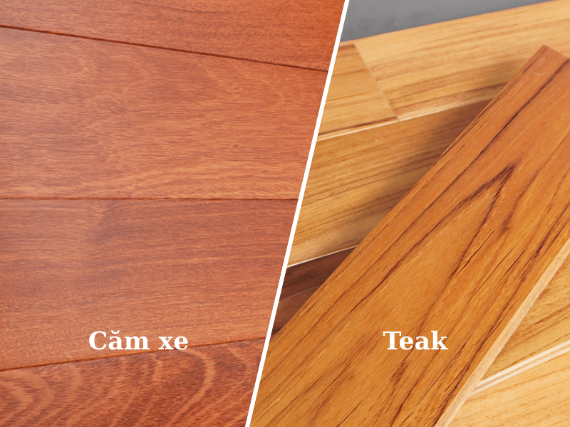 so sánh sàn gỗ teak và sàn gỗ căm xe