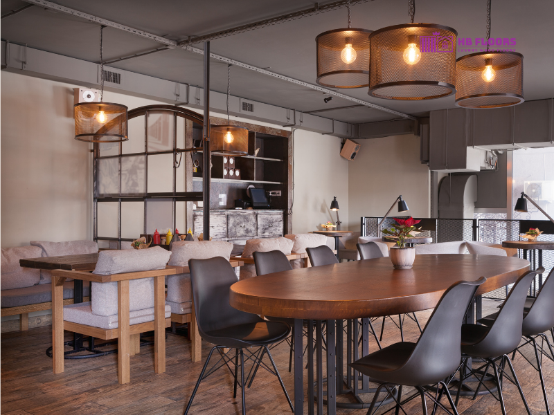 Mẫu sàn gỗ quán cafe đẹp 2025