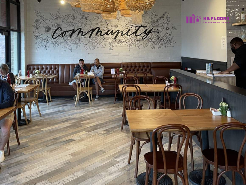 Sàn gỗ quán cafe mang phong cách hiện đại
