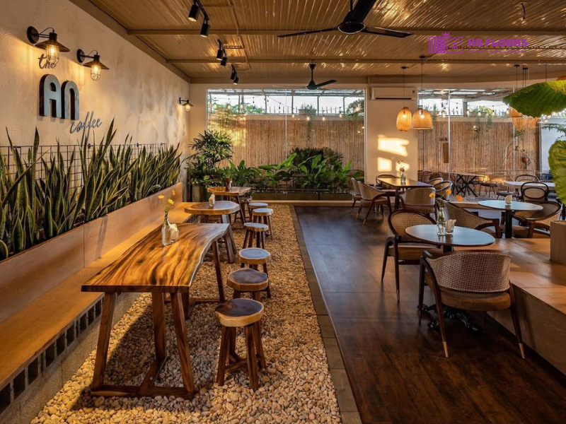 Sàn gỗ quán cafe sân vườn